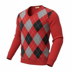 J.Crew Men's Orange Argyle V Neck Sweater Cotton Cashmere Blend Golf Collegiate